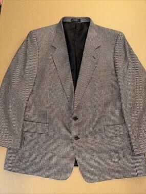 Men’s Blazer Andre Vachon Gray Brown Black Check 48R Nice Sport Jacket